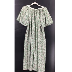 Handmade cottagecore Green Floral NightGown flutter sleeve prairie Lace L XL